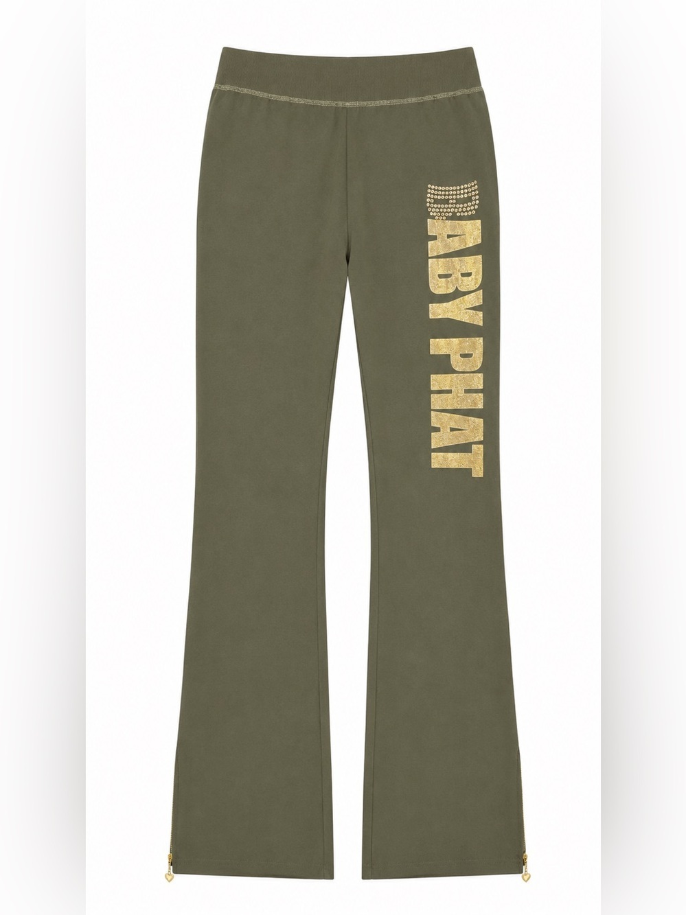 NWT Baby Phat | M | Olive Flare Logo Sweatpants - Picture 2 of 7
